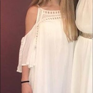 Knotted Pattern White Mini Dress